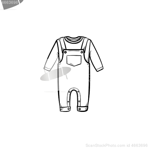 Image of Baby shirt and pants hand drawn outline doodle icon.