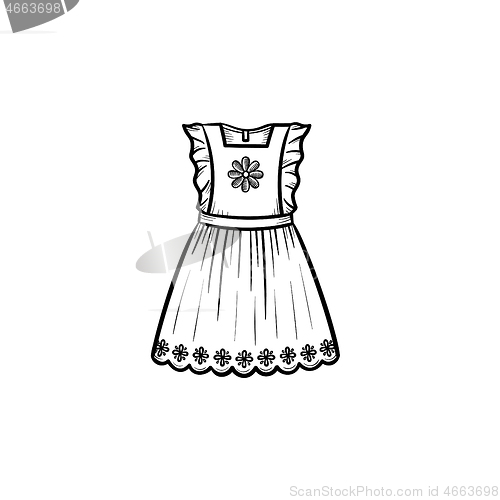 Image of Baby girl dress hand drawn outline doodle icon.