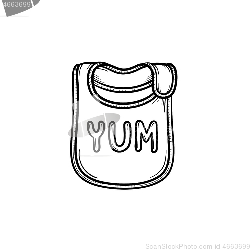 Image of Baby bib hand drawn outline doodle icon.