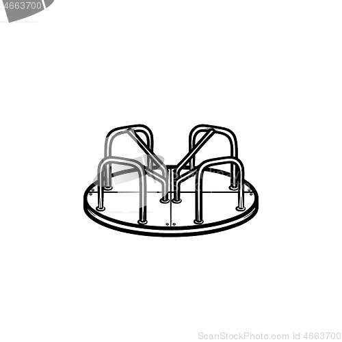 Image of Playground roundabout hand drawn outline doodle icon.