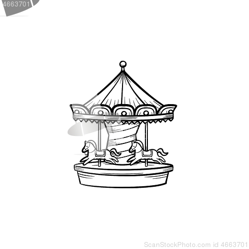 Image of Merry-go-round carousel hand drawn outline doodle icon.