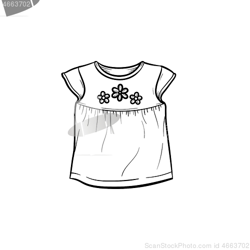 Image of Baby t-shirt hand drawn outline doodle icon.