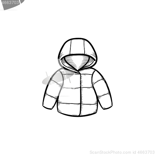 Image of Child coat hand drawn outline doodle icon.