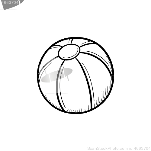 Image of A toy beach ball hand drawn outline doodle icon.