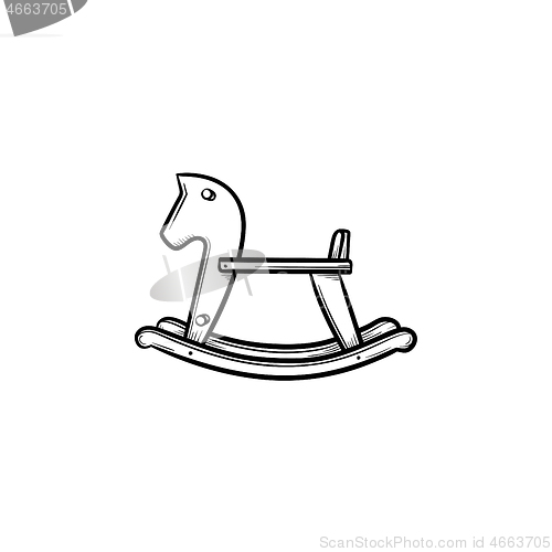 Image of Rocking horse swing hand drawn outline doodle icon.