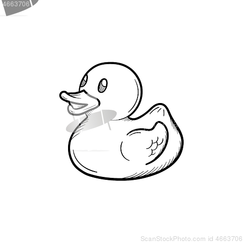 Image of Bath duck hand drawn outline doodle icon.