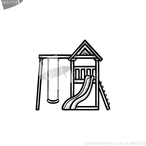 Image of Outdoor playground hand drawn outline doodle icon.