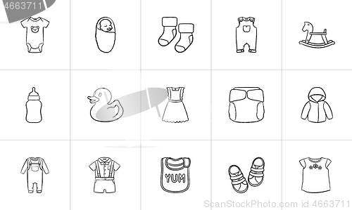 Image of Kids hand drawn sketch icon set.