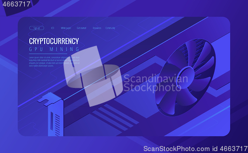 Image of Isometric GPU mining landing page concept.