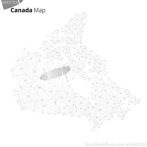 Image of Canada map in blockchain technology network style.