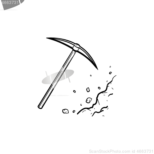 Image of Pickaxe chisel hand drawn outline doodle icon.