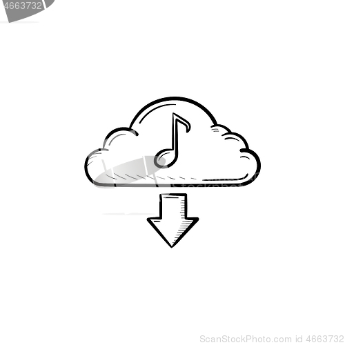 Image of Cloud music concept hand drawn outline doodle icon.