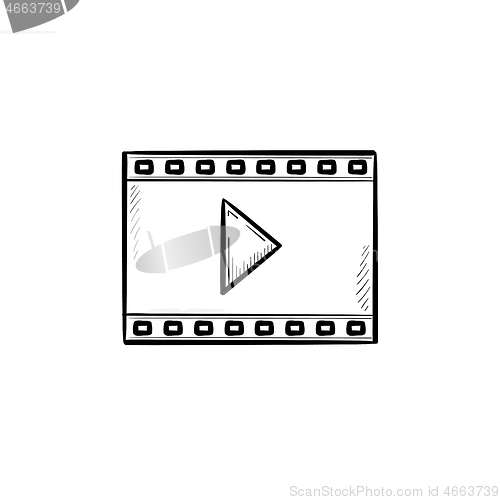 Image of Video frame of entertainment movie hand drawn outline doodle icon.
