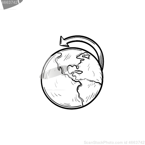 Image of Global transportation and delivery concept hand drawn outline doodle icon.