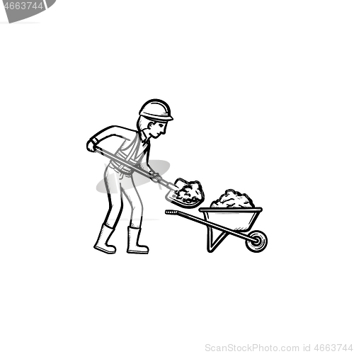 Image of Mining worker hand drawn outline doodle icon.