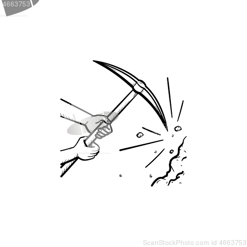 Image of Pickaxe chisel hand drawn outline doodle icon.