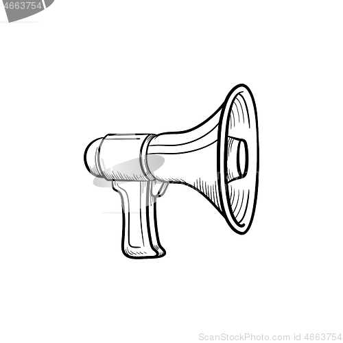 Image of Megaphone hand drawn outline doodle icon.