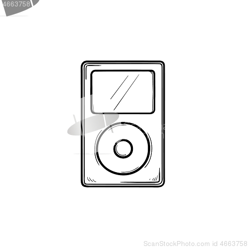 Image of Mp3 player hand drawn outline doodle icon.