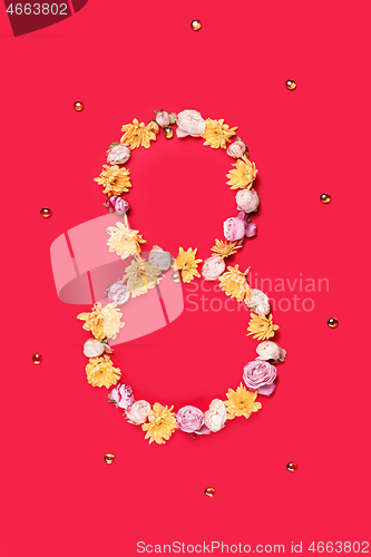 Image of The flowers composition about eights march woman\'s day, holiday.