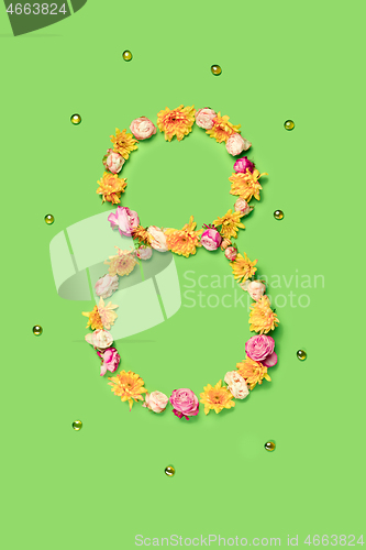 Image of The flowers composition about eights march woman\'s day, holiday.