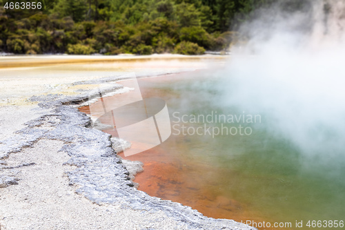 Image of hot sparkling lake in New Zealand