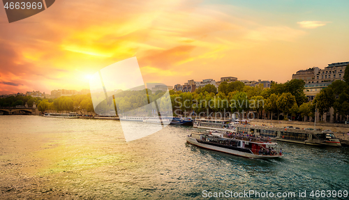 Image of Sunset over Seine River