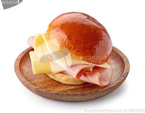 Image of breakfast sandwich with ham sausage and cheese