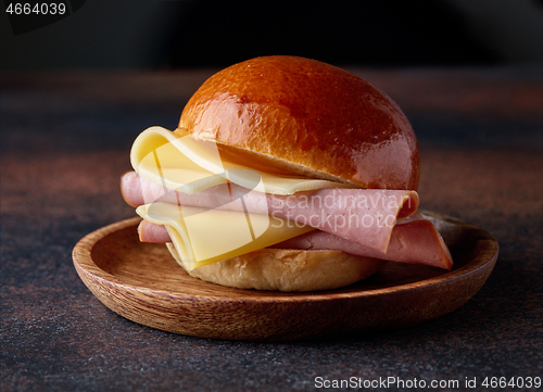 Image of breakfast sandwich with ham and cheese