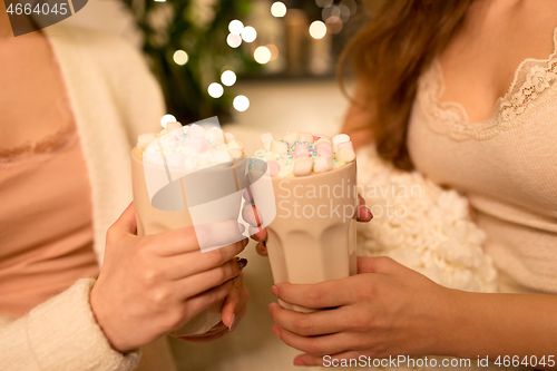 Image of two women drinking hot chocolate with marshmallow