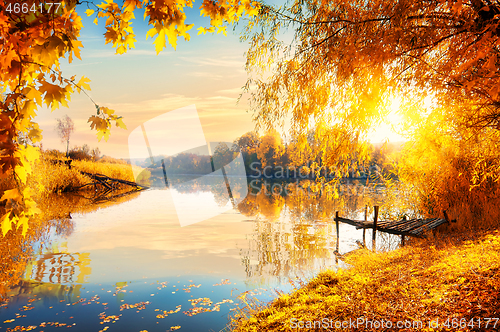 Image of Autumn and calm pond