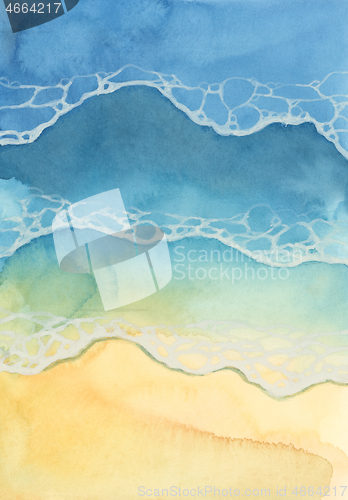 Image of Sea wave water. Abstract Watercolor and acrylic flow blot smear 
