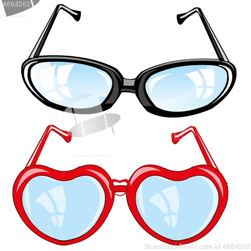 Image of Usual spectacles and spectacles in form heart