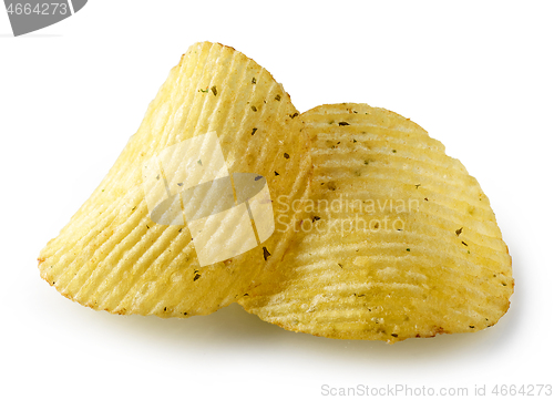 Image of potato chips on white background