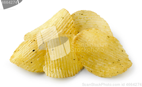 Image of potato chips on white background