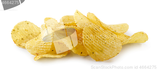 Image of potato chips on white background