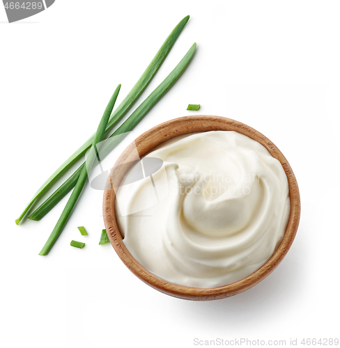 Image of wooden bowl of whipped yogurt cream