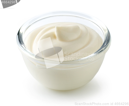 Image of glass bowl of whipped sour cream yogurt