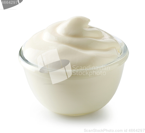 Image of glass bowl of whipped sour cream yogurt