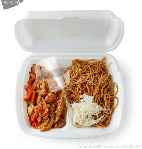 Image of chinese food in take away plastic box