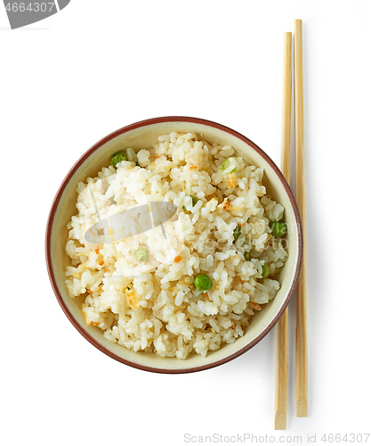 Image of bowl of fried rice and vegetables with egg