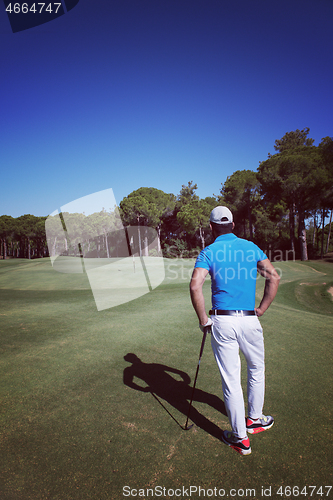 Image of golf player portrait from back