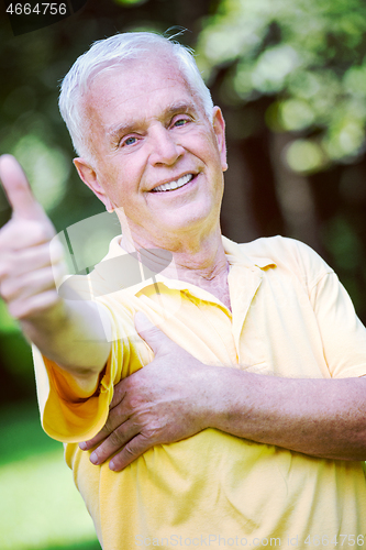 Image of Portrait of smiling elderly man