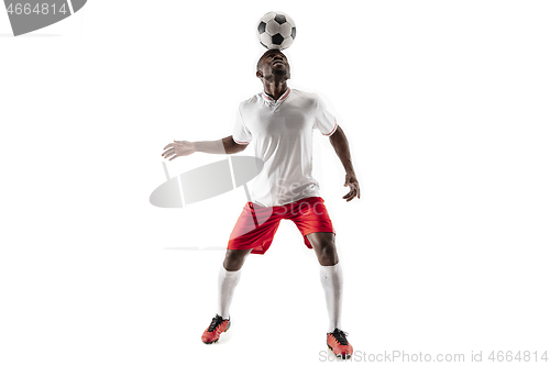 Image of Professional african football soccer player isolated on white background