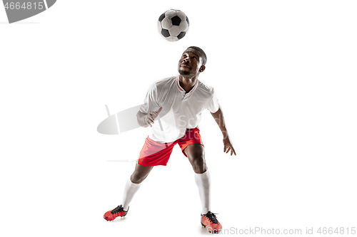 Image of Professional african football soccer player isolated on white background