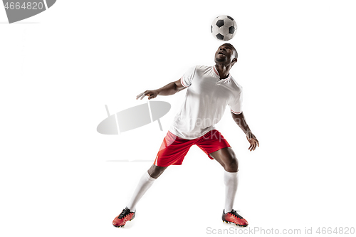 Image of Professional african football soccer player isolated on white background