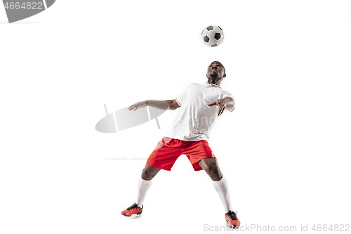 Image of Professional african football soccer player isolated on white background