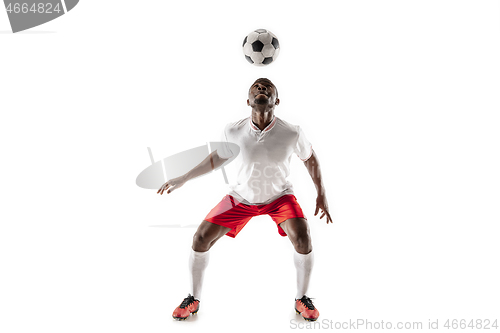 Image of Professional african football soccer player isolated on white background