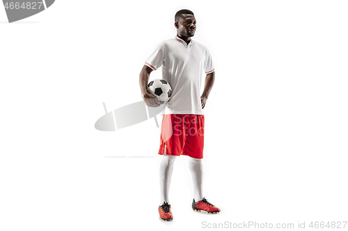 Image of Professional african football soccer player isolated on white background