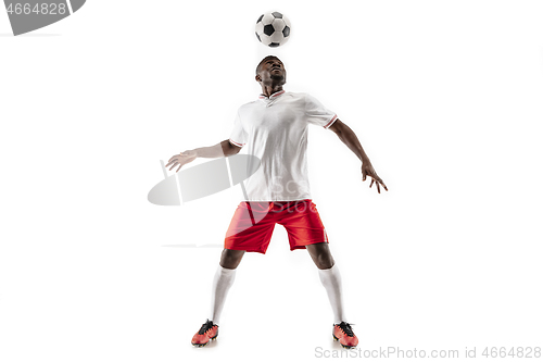 Image of Professional african football soccer player isolated on white background