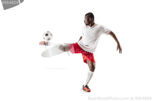 Image of Professional african football soccer player isolated on white background